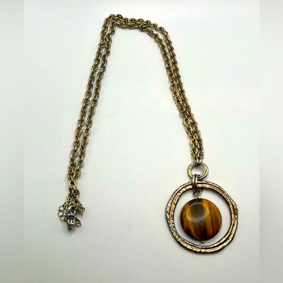 Vintage Etienne Aigner gold tone chain disk necklace - Picture 1 of 6